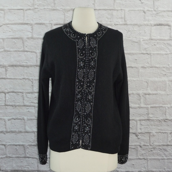 Vintage 50s Beaded Cardigan Sweater - Picture 1 of 6
